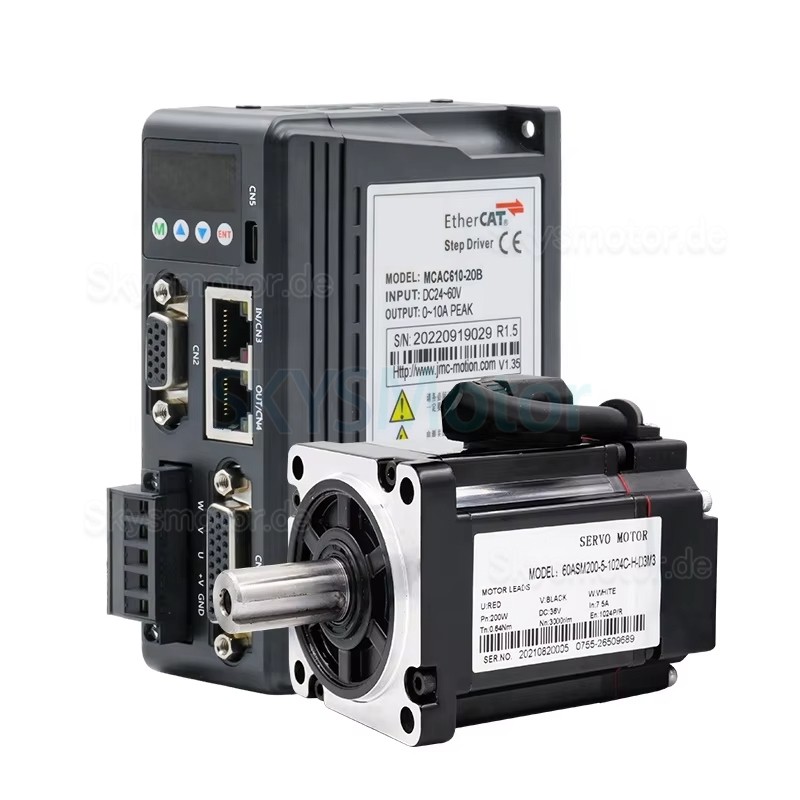 200W 36V DC Servomotoren Kit 60ASM200-5-1024C+MCAC610 0,64N.m 7,5A 3000 U/min mit MCAC610 Servotreiber